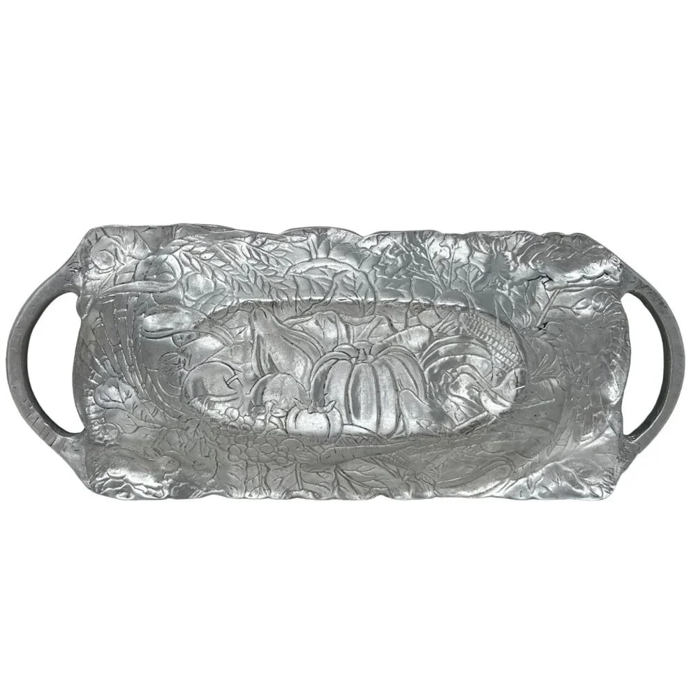 Arthur Court Tray Silver Aluminum Handles 14.5
